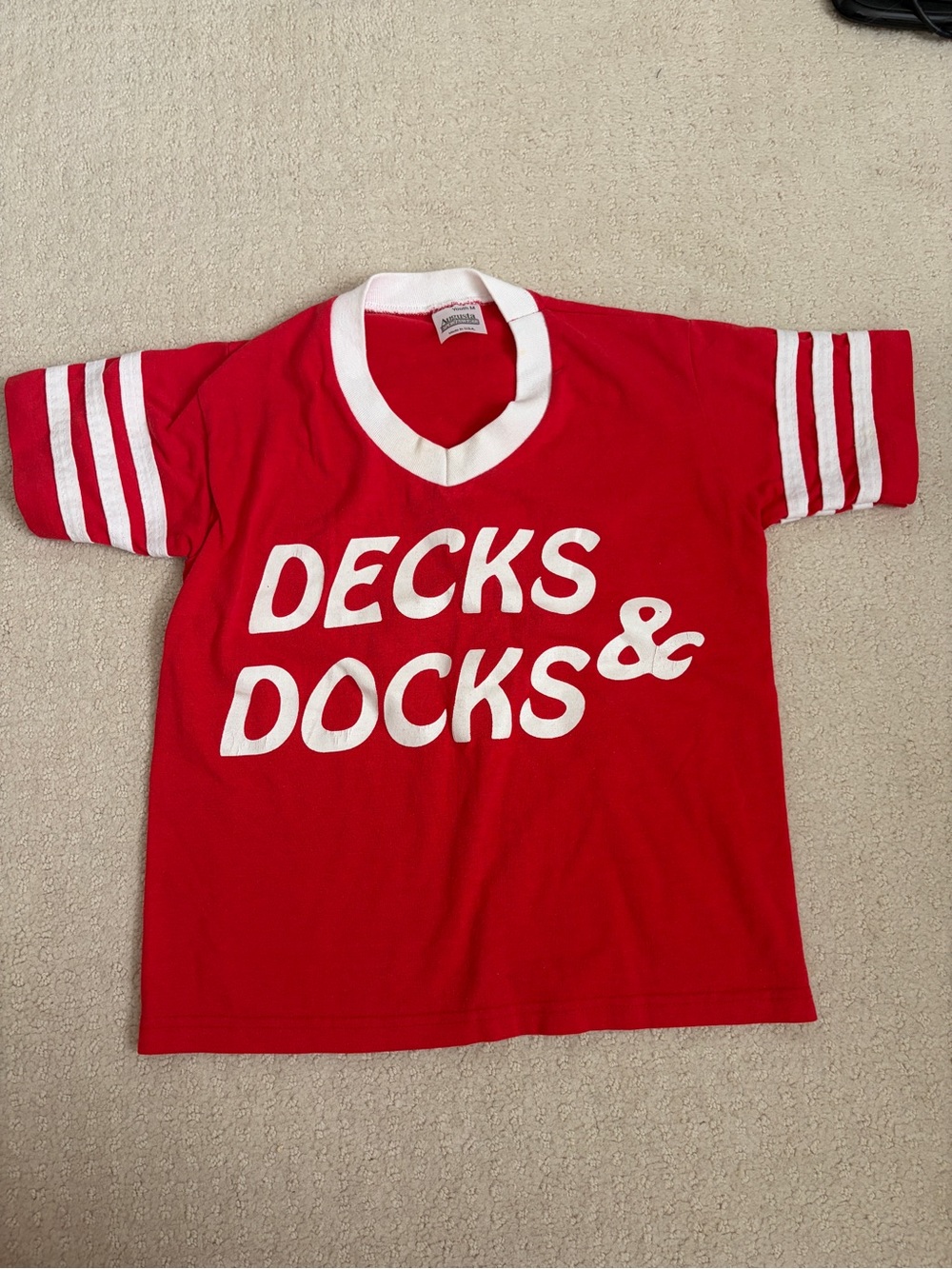 Vintage Kids’ Red Ringer V-Neck Tee